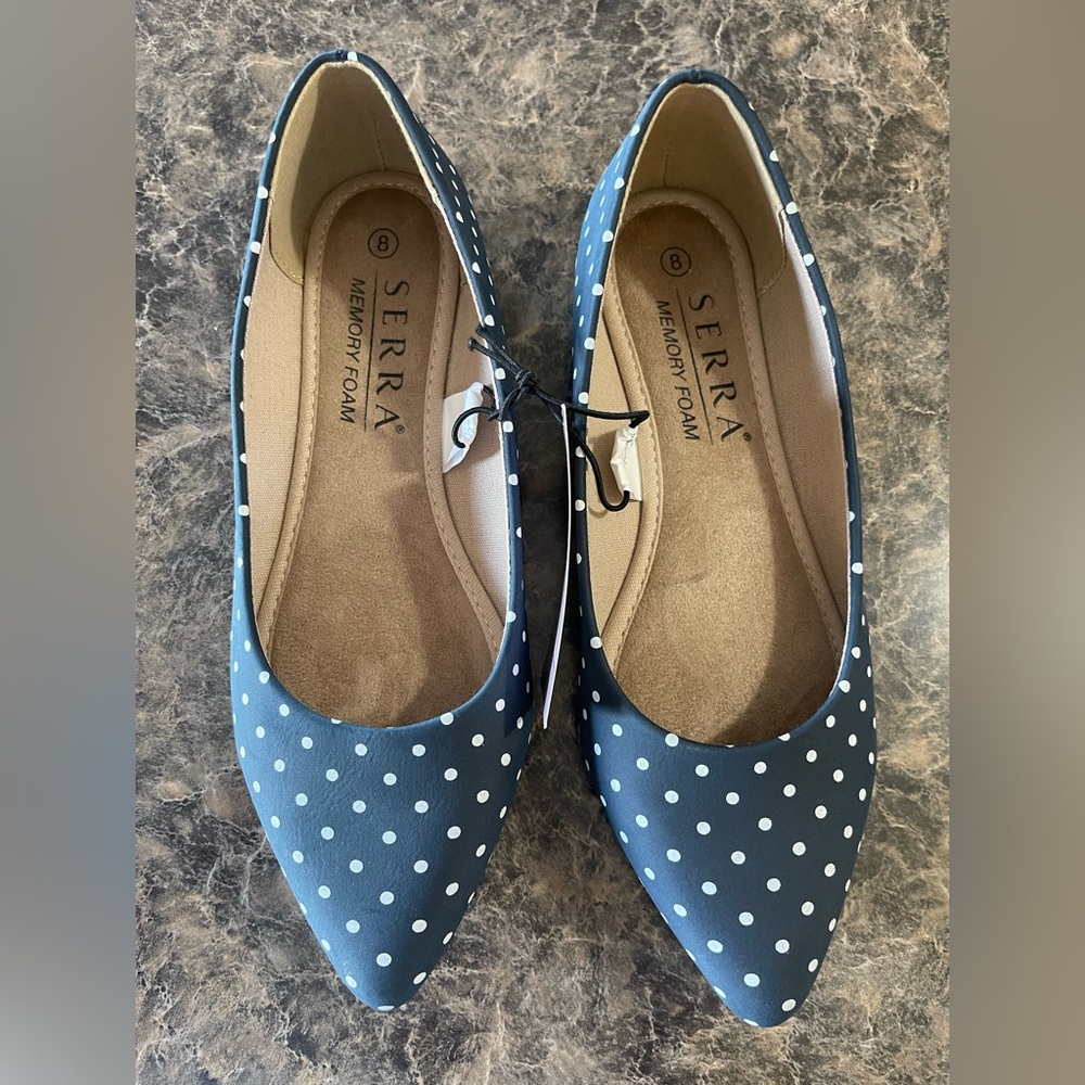 Serra Memory Foam Polka Dot Flats Size 8 New